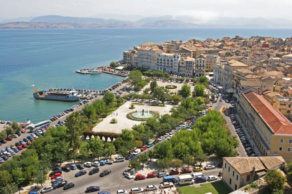 Panoramic view of the town of Corfu, Greece